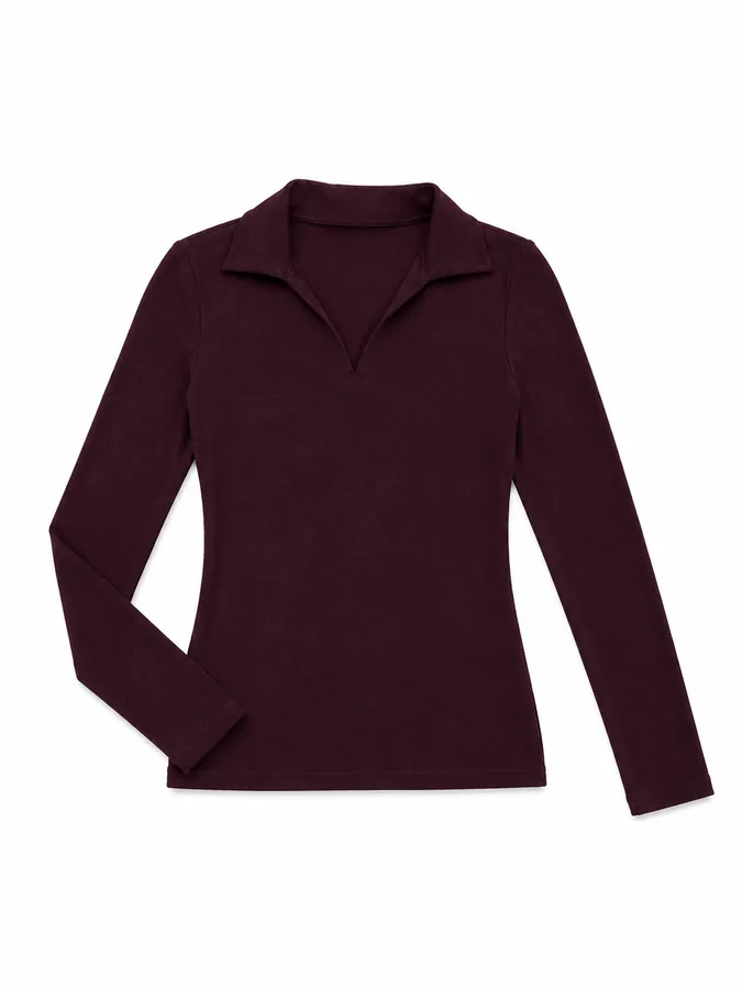Camisa polo manga longa vinho private label